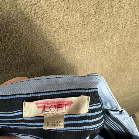 Ann Taylor Loft Skirt Womens 6 Black/Blue Striped Wrap ‎ Knee Length Straight - Picture 8 of 10